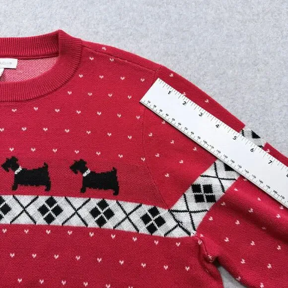Charter Club Sweater Women's Red PXL Dog Pattern Machine Washable - Picture 7 of 14
